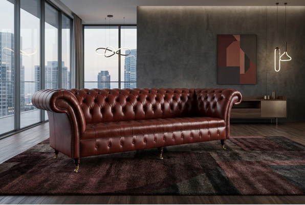 XXL grousst Canapé Chesterfield Canapé 4-Sëtz Canapé Stoff Luxus Klassesch Textil