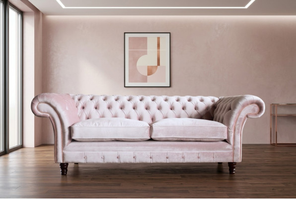 Chesterfield 3-Sëtzer Design Sofa Couch Polster Sofas Couchen Textil Dräisëtzer