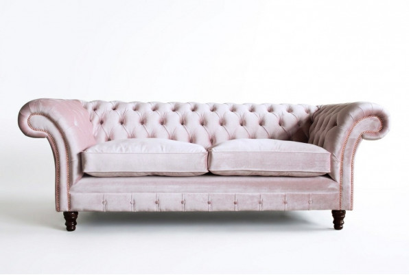 Chesterfield 3-Sëtzer Design Sofa Couch Polster Sofas Couchen Textil Dräisëtzer