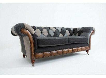 Strapazéiert Chesterfield Sofa Sofa Këssen Mikrofaser Stoff Sëtzpolster