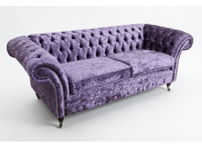 Lila Chesterfield Dräisëtzer Chesterfield Luxus 3-Sëtzer Sofa