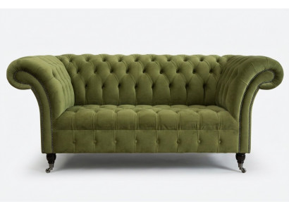 Chesterfield Canapé 2 Sëtzer Gepolstert Sëtz Téxtilstoff Lieder Canapéen Sofae Sofa