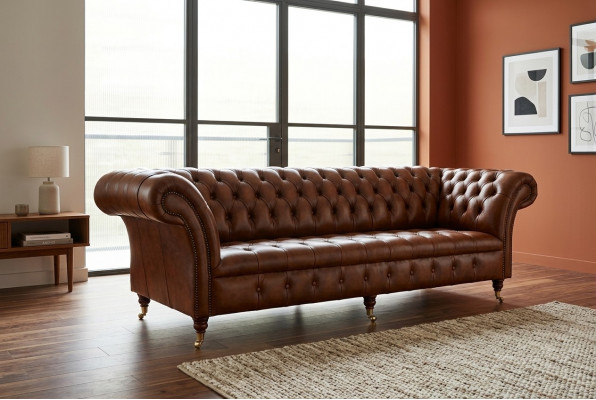 Chesterfield 4 Sëtz Polster Canapé Modern Stil Lieder Stoff Sofa Couchen Lieder