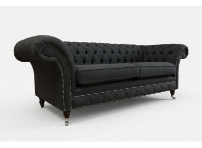 Schwaarze Modernen Dräisëtzer Chesterfield Luxus 3-er Canapé