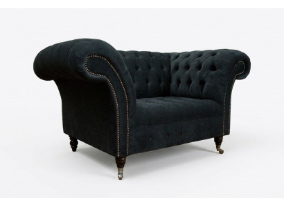 Schwaarz Canapé Couch Polster Chesterfield Sitzmëbel Textil Stoff Lieder Canapéen Nei