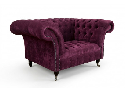 Sëtz Couch Polster Sofa Textil Chesterfield Couchen 1,5 Sëtzer Bordaux England