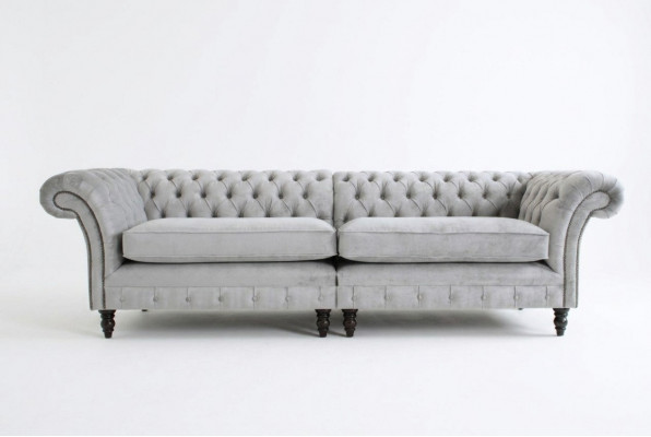 Héichwäerteg Chesterfield Polster Kanapee Textil Sofa bëlleg Mikrofaser Sofaen Nei
