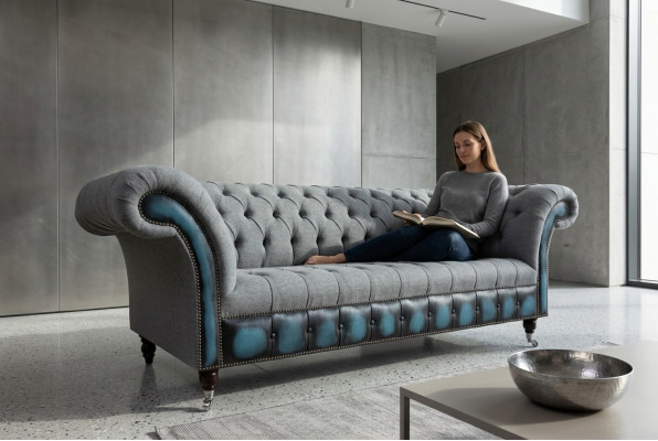 Designer Chesterfield gro Sofas Polstersofaen Textil Relax Miwwelen