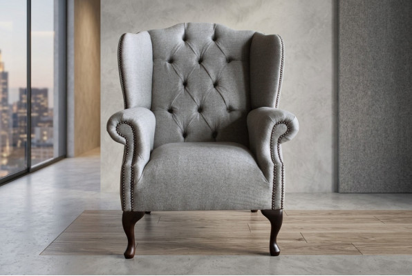 Ohrensessel Chesterfield 1 Sëtz Sessel Textil Lieder Polster Fernseh Sofa Couch