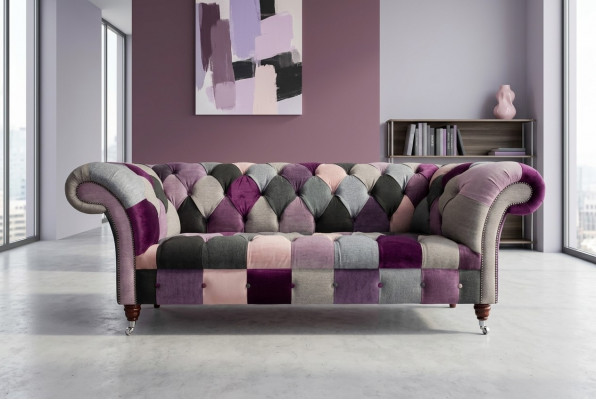 Design 3-Sëtzer Polstersofa Couch Textil Clubsofa Luxus Sëtzmiwwel