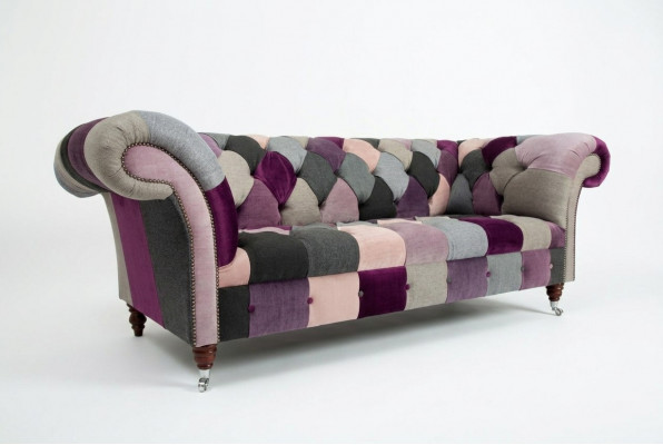 Design 3-Sëtzer Polstersofa Couch Textil Clubsofa Luxus Sëtzmiwwel
