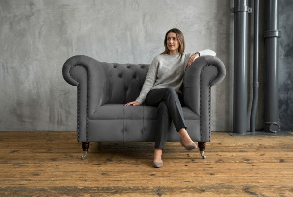 Sëtzgeleeënheet 1 Sëtz Chesterfield Textil Polster Sofas Design Luxus Couch Sofa Stoff
