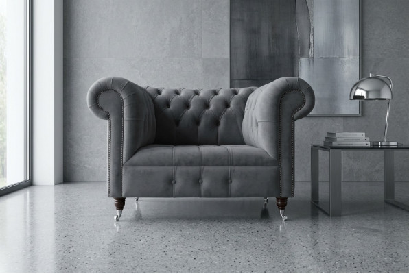 Sëtzgeleeënheet 1 Sëtz Chesterfield Textil Polster Sofas Design Luxus Couch Sofa Stoff