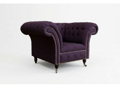 Sessell 1 Sëtz Chesterfield Samt Polster Sofas Design Luxus Couch Sofa Lila Nei