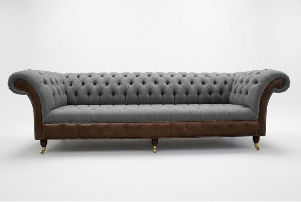 Design Chesterfield Canapé 4-Sëtzer Gro Couch Polster Lieder Sofas Wunnzëmmer Nei