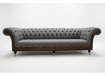 Design Chesterfield Canapé 4-Sëtzer Gro Couch Polster Lieder Sofas Wunnzëmmer Nei