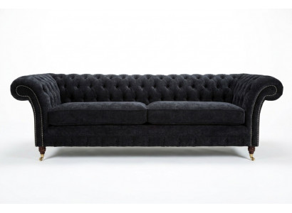 Héichwäerteg Chesterfield Couche Këssen Véier-Sëtzer Textil Sofa Webstoff XXL Stoff