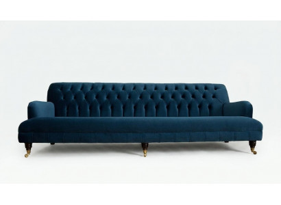 Groussen bloe Chesterfield Véiersëtzer XXL Luxus Sofa Couch Polster Miwwelen