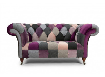 Chesterfield 2 Sëtzer Sofa Textil Couch Polster Design Faarweg Sofas