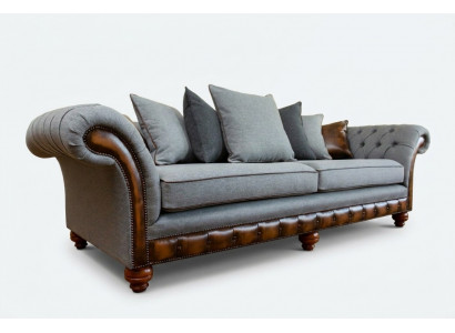 Klassesch Chesterfield Design Sofa 4 Sëtzer Couch Polster Luxus Textil Couchë