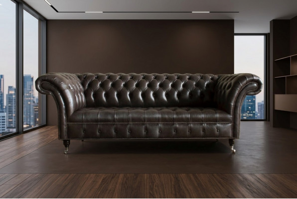 Chesterfield Stoffsiesofa Liederiesofa Siesofa Couch Polster Wunnzëmmer Moossfabrikatioun