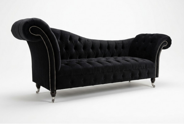 Chesterfield dräisëtzer Couch Polster Design Sofa 3er Sëtz Sofas Zëmmer Schwaarz