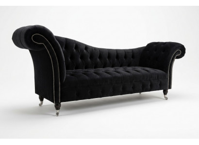 Chesterfield dräisëtzer Couch Polster Design Sofa 3er Sëtz Sofas Zëmmer Schwaarz