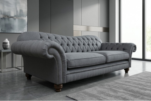 Sofa 4-Sëtzer Couch Design Chesterfield Sëtz Garnitur Lieder Textil Polster Nei