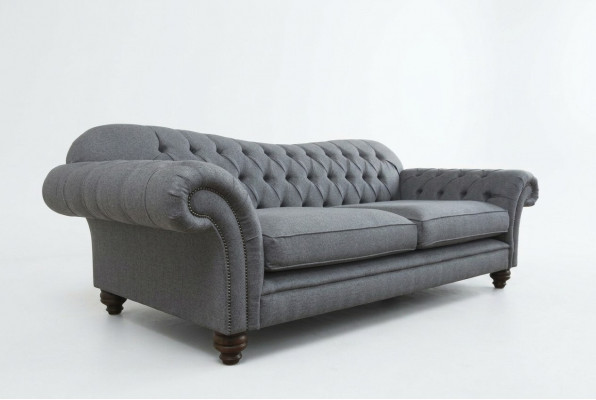 Sofa 4-Sëtzer Couch Design Chesterfield Sëtz Garnitur Lieder Textil Polster Nei