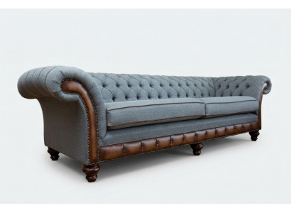 Chesterfield Liederfotell Stoffsofafotell Sofa Kanapee Polster Wunnzëmmer Moossufäerdegung