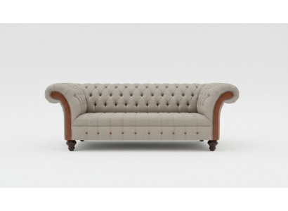 Grau Chesterfield Dräisëtzer Couch Polster Design Sofa Moderner 3er
