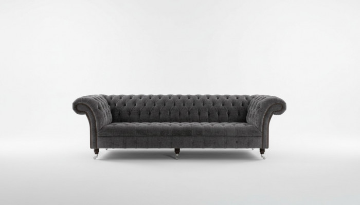 Designer Chesterfield Gro Luksus Couch Sofa 4 Sëtzer Stoff Sofa