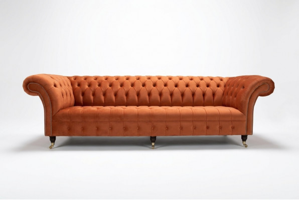 Sofa Polster Chesterfield Textil Sofas Design Luxus Ledersofas 4 Sëtzer 265cm