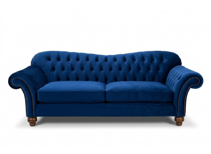 Design Sofa 4 Sëtzer Couch Textil Polster Blo Klassesch Sofas Chesterfield Nei