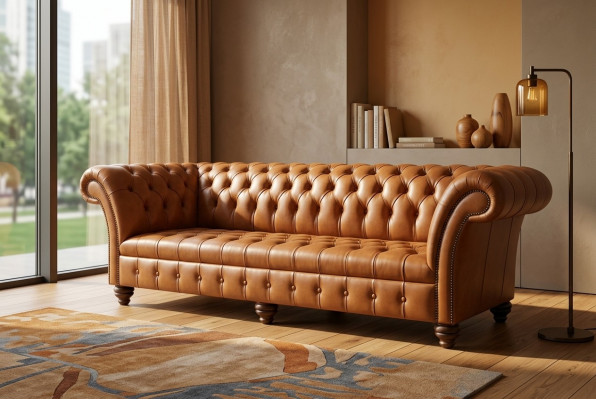 Brong Chesterfield Couch Lieder 4 Sëtzer XXL Grouss Sofa Couchen Grouss Neit Polster.