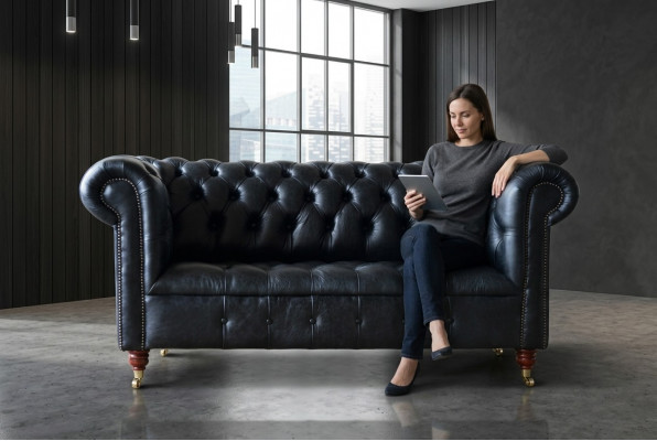 Wunnzëmmer Chesterfield klassesch Miwwelen Canapé Couch Canapéë Sëtz Polster Couchen