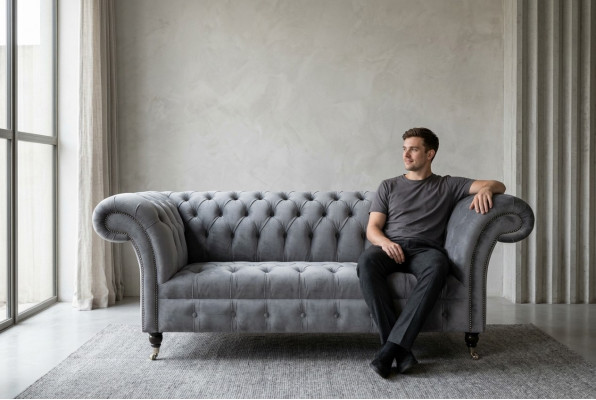 Klassesch Chesterfield Zwësëtzeger Sofa Sofas Couch Lieder-Sofa Couchen Stoff Nei