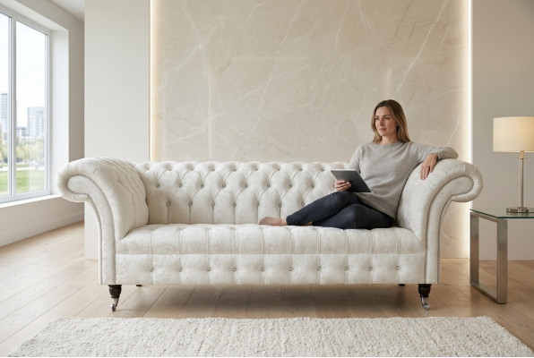 Léidersofa Stoffsessel Sofa Couch Polstersessel Chesterfield Wunnzëmmer Moossufertigung