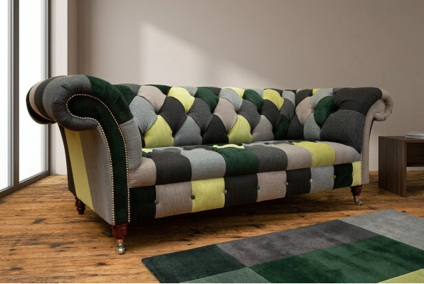 Dräisëtzer Canapé Polster Design Sofa 3er Sëtz Sofanen Dräisëtzer Chesterfield Nei