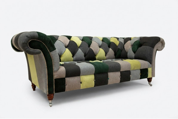 Dräisëtzer Canapé Polster Design Sofa 3er Sëtz Sofanen Dräisëtzer Chesterfield Nei
