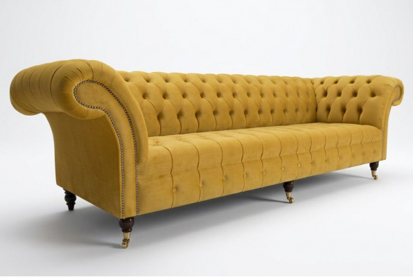 Sofa Sofa Polster Chesterfield Textil Sofas Design Luxus Stoffsofas 4-Sëtzer Giel