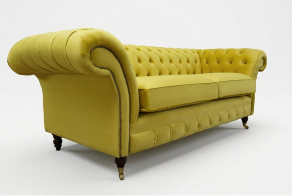Chesterfield 3 Sëtzer Designer Canapé Couch Polstersofas Couchen Stoff Textil Nei
