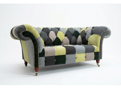 Designer Chesterfield Sofa 2 Sëtzer Couch Polstersofaen Stoff Wunnzëmmer Couchen