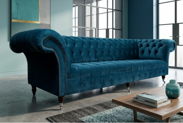Design Chesterfield Sofa Set 4-Sëtz Stoff Couch Sofa Polstersofaen 265cm