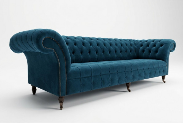 Design Chesterfield Sofa Set 4-Sëtz Stoff Couch Sofa Polstersofaen 265cm