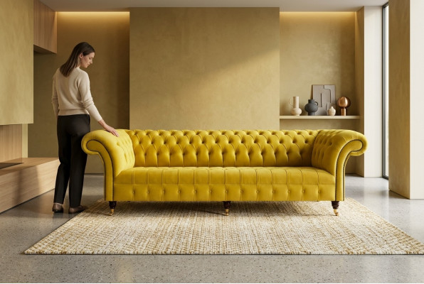 Design Sofa 4 Plaz Polster Luxus Klassesch Textil Chesterfield Sofas Canapé