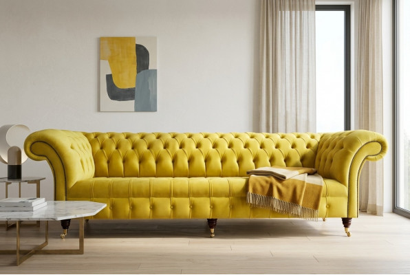 Design Sofa 4 Plaz Polster Luxus Klassesch Textil Chesterfield Sofas Canapé