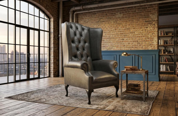 Chesterfield Ohrsessel Einsëtz-Sofa Couch Relax Polster Samt Lieder Stoff
