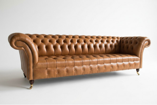 Design Chesterfield Canapé Set 4-Sëtzer Canapé Lieder Gestull Braun Luxus Canapé