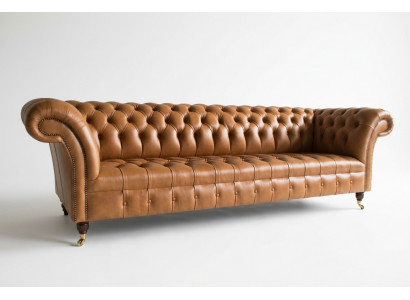 Design Chesterfield Canapé Set 4-Sëtzer Canapé Lieder Gestull Braun Luxus Canapé